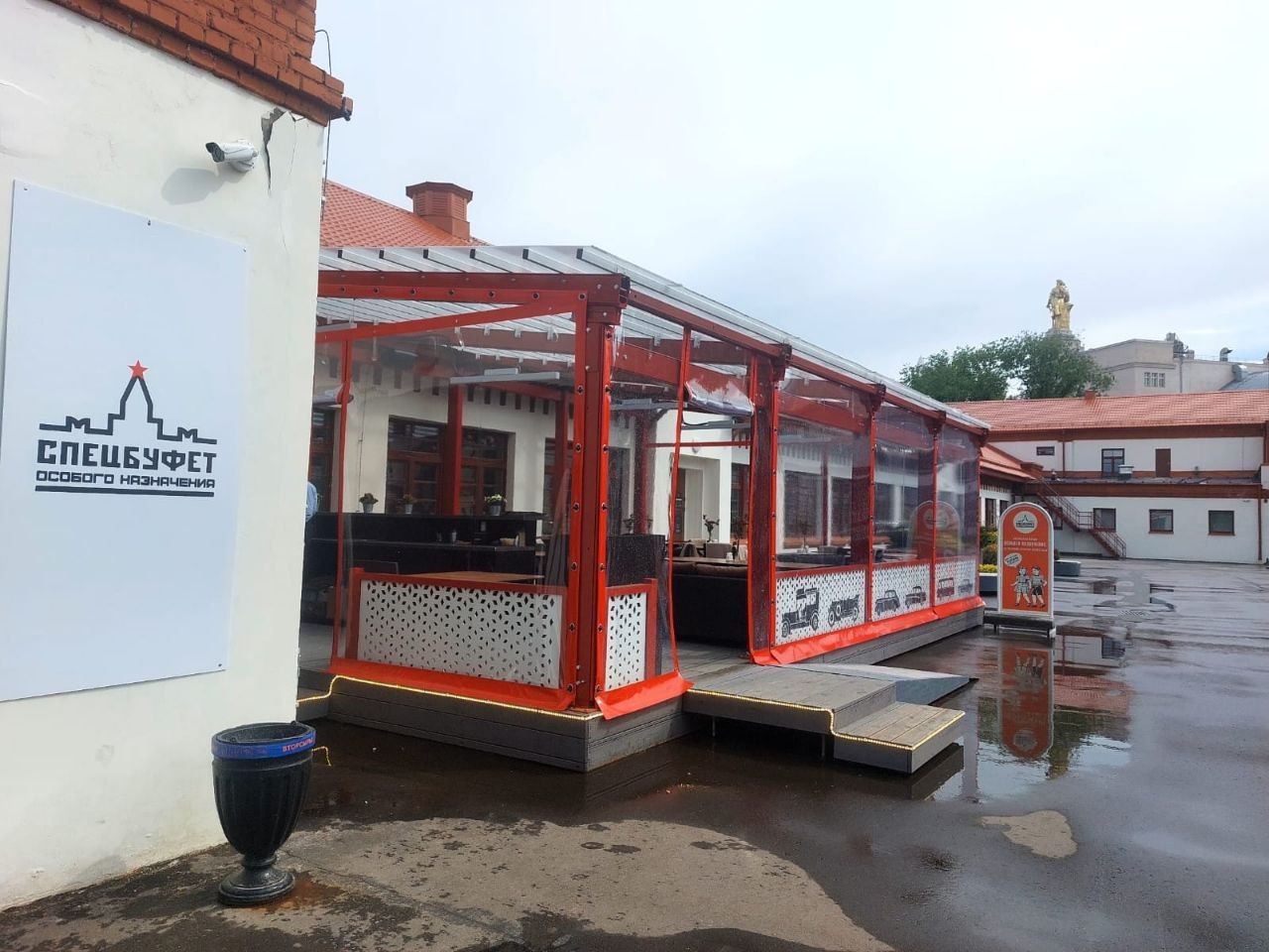 ПВХ шторы для летней террасы кафе в городе Болохово